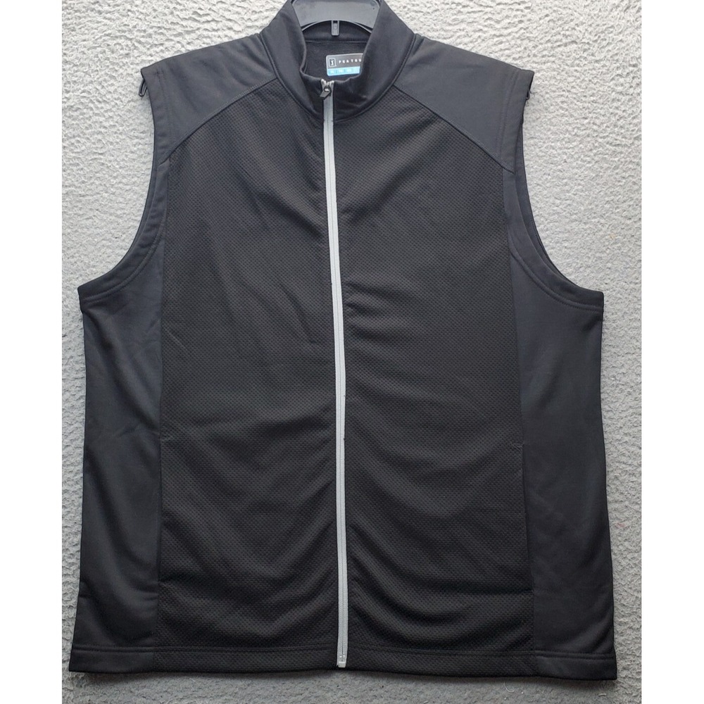 PGA TOUR Vest Womens XL Black Fleece Lined Golf‎ Performance Stretch Full Zipper